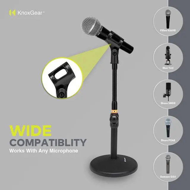 Alt view image 3 of 7 - Knox Gear Vader Telescoping Tabletop Microphone Stand with Gooseneck (Black)