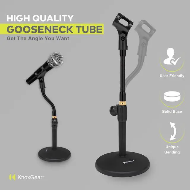 Alt view image 4 of 7 - Knox Gear Vader Telescoping Tabletop Microphone Stand with Gooseneck (Black)