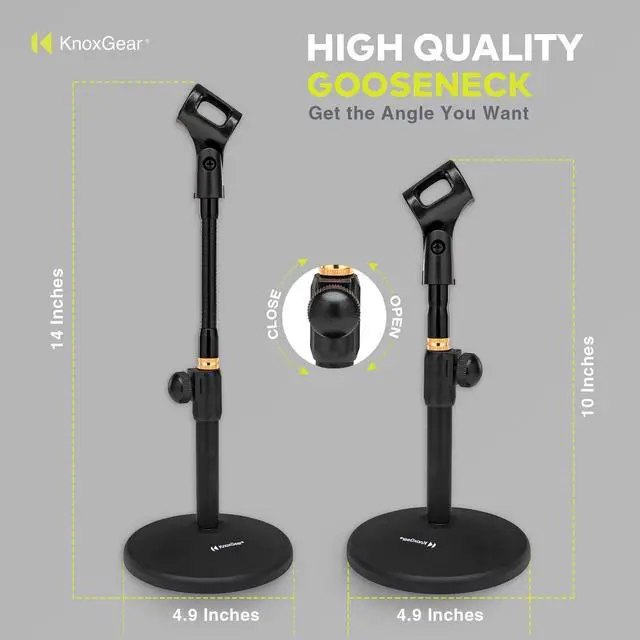 Alt view image 5 of 7 - Knox Gear Vader Telescoping Tabletop Microphone Stand with Gooseneck (Black)