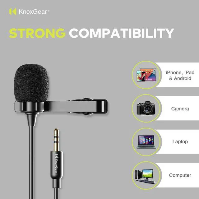 Alt view image 3 of 7 - Knox Gear Omnidirectional Condenser Lavalier Microphone