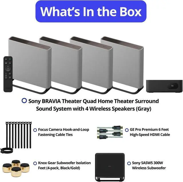 Alt view image 6 of 7 - Sony BRAVIA Theater Quad with Sony SASW5 300W Wireless Subwoofer bundle