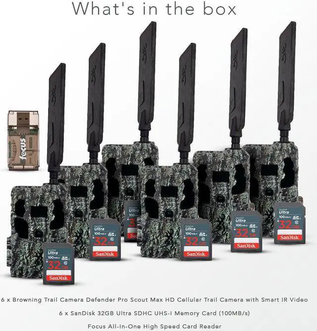Alt view image 2 of 7 - Browning Trail Camera-Pro Scout MAX HD  w/ 32 GB Memory Cards and Card Reader (6-Pack)