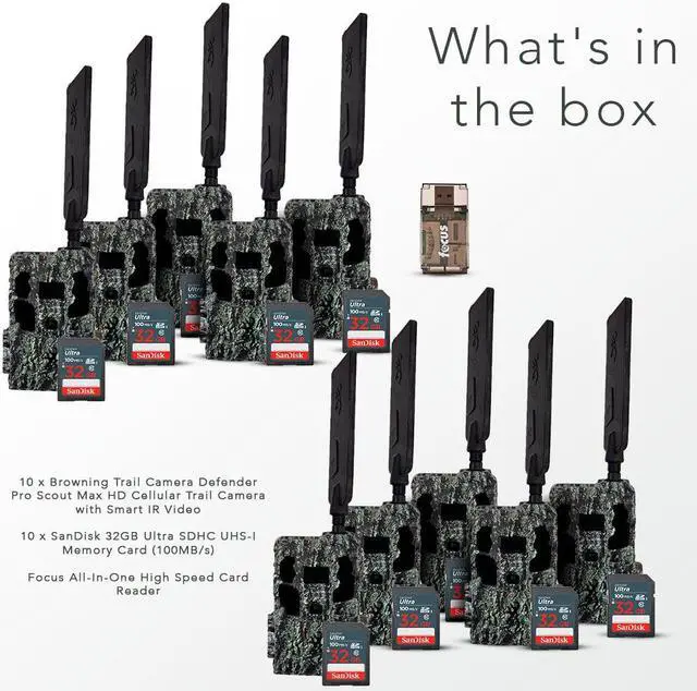 Alt view image 2 of 7 - Browning Trail Camera-Pro Scout MAX HD  w/ 32 GB Memory Cards and Card Reader (10-Pack)