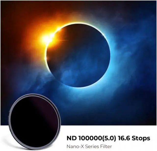 Alt view image 2 of 6 - K&F Concept 82mm Solar Filter ND100000, 16.6-Stop Solid Neutral Density Filter for DSLR Camera Nano-X Series