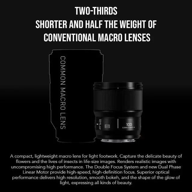 Alt view image 2 of 7 - Panasonic S 100mm F2.8 MACRO LUMIX Full Frame Camera Lens (S-E100) with Impact-Proof Watertight and Dustproof Hard Carry Case bundle