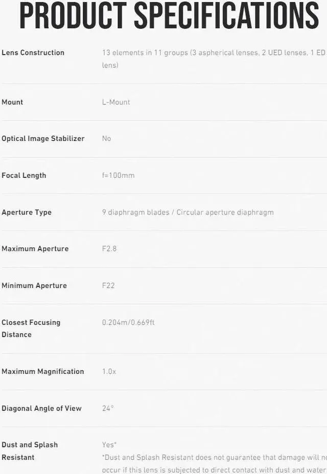 Alt view image 6 of 7 - Panasonic S 100mm F2.8 MACRO LUMIX Full Frame Camera Lens (S-E100) with Impact-Proof Watertight and Dustproof Hard Carry Case bundle