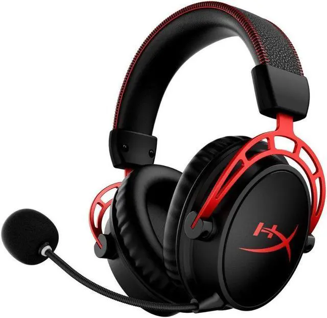 Alt view image 2 of 7 - HyperX Cloud Alpha Wireless - Gaming Headset for PC, 300-hour battery life, DTS Headphone:X Spatial Audio, Memory foam, Dual Chamber Drivers, Noise-Canceling Mic, Durable Aluminum Frame (Red)