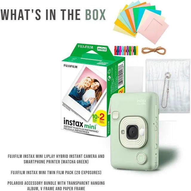Alt view image 7 of 7 - Fujifilm INSTAX MINI LIPLAY C GREEN VN EX D US with Film and Accessories Kit