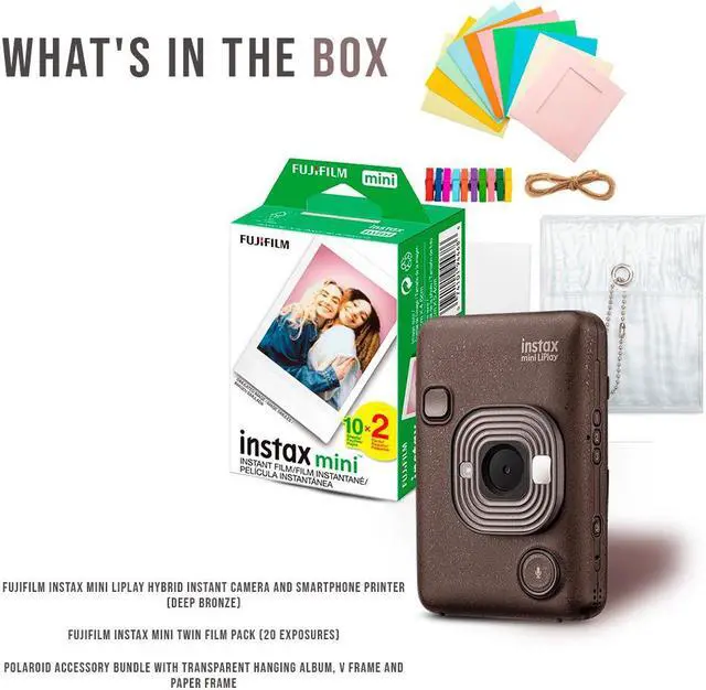 Alt view image 7 of 7 - Fujifilm INSTAX MINI LIPLAY C BRONZE VN EX D US + Film (20exp) + Accessory Kit