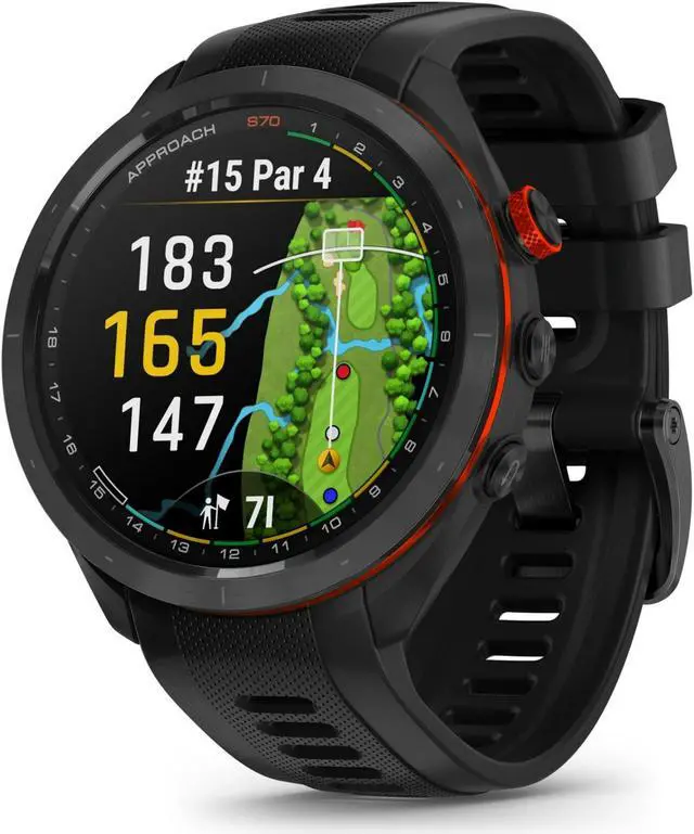 Alt view image 13 of 18 - Garmin Approach S70, 47mm, Premium GPS Golf Watch, Black