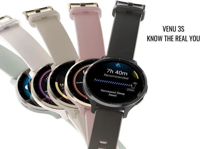 Alt view image 6 of 7 - Garmin Venu 3S Smartwatch (Silver/Sage Gray) with Charging Stand and Port Plugs