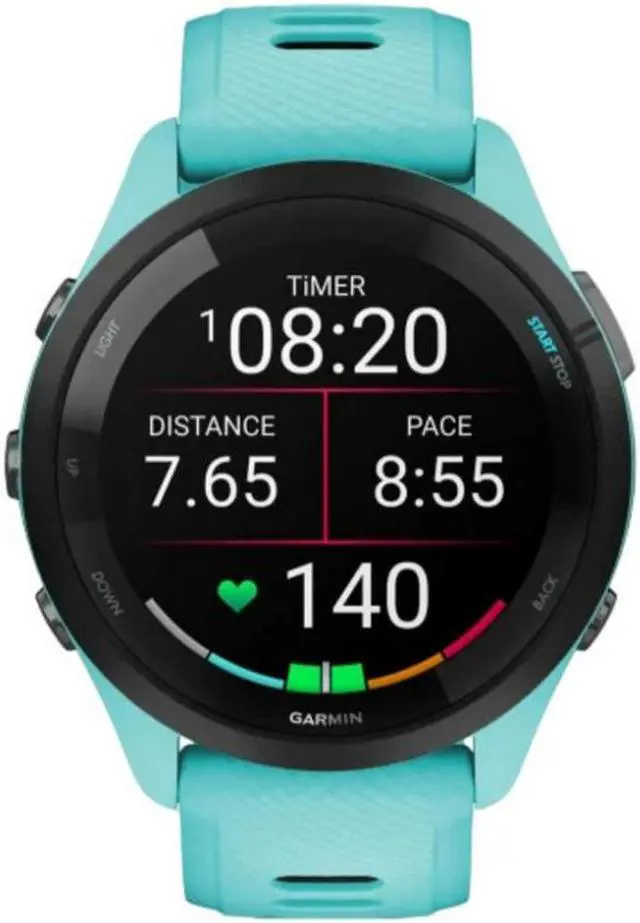 Alt view image 2 of 7 - Garmin Forerunner 265 GPS Running Smartwatch (Aqua) with Charger Stand Bundle