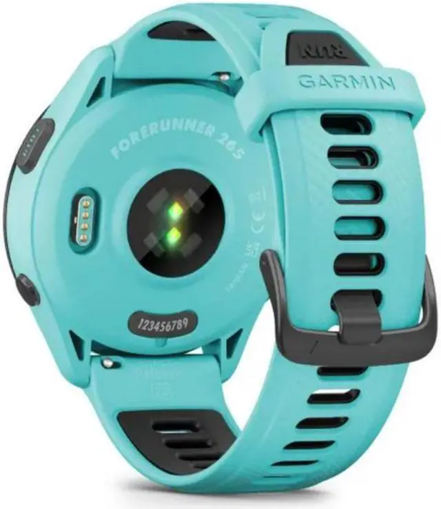 Alt view image 7 of 7 - Garmin Forerunner 265 GPS Running Smartwatch (Aqua) with Charger Stand Bundle