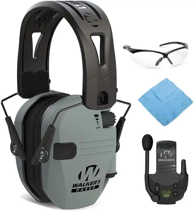 Main image of Walkers Razor Tacti-Grip with Rubber Headband (Gray) w/ Walkie-Talkie Bundle
