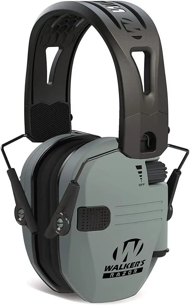 Alt view image 2 of 5 - Walkers Razor Tacti-Grip with Rubber Headband (Gray) w/ Walkie-Talkie Bundle