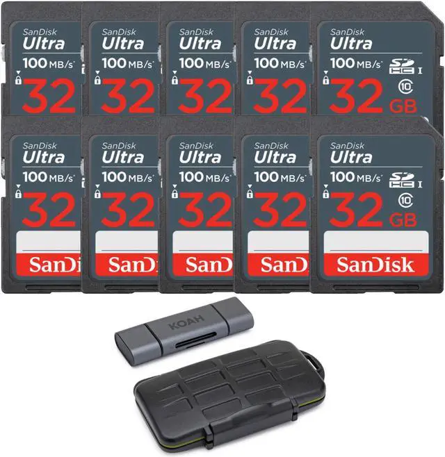 Main image of SanDisk 32GB Ultra SDHC UHS-I Memory Cards (10-Pack) with Accessory Bundle
