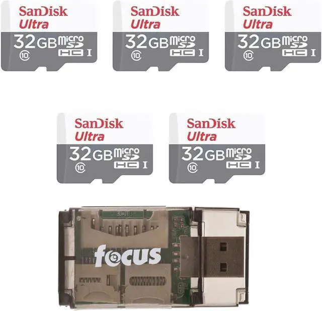 Main image of SanDisk Ultra 32GB 100MB/s UHS-I Class 10 microSDHC Card (5-Pack) Bundle