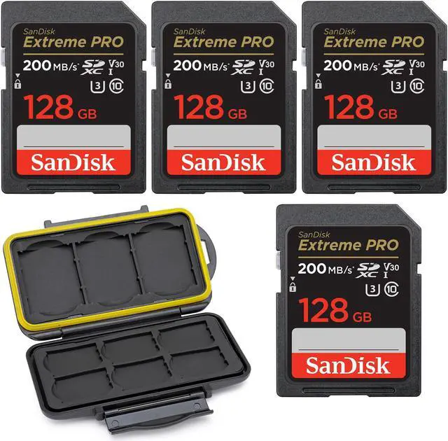 Main image of SanDisk 128GB Extreme PRO 200MB/s Memory Card (4-pack) with Memory Case bundle
