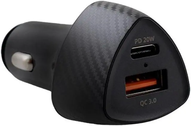 Alt view image 6 of 7 - Codi Dual Port 20W Car Charger/Auto Adapter (USB-C, USB-A Outputs) - 20W - USB Type-C - USB Type-A USB-A 3.0 Quick Charge