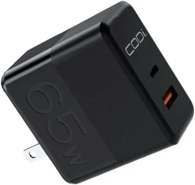 Alt view image 6 of 8 - CODi Dual Port 65W GaN Wall Charger/AC Adapter USB-C USB-A Outputs A01106