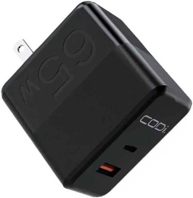 Alt view image 8 of 8 - CODi Dual Port 65W GaN Wall Charger/AC Adapter USB-C USB-A Outputs A01106