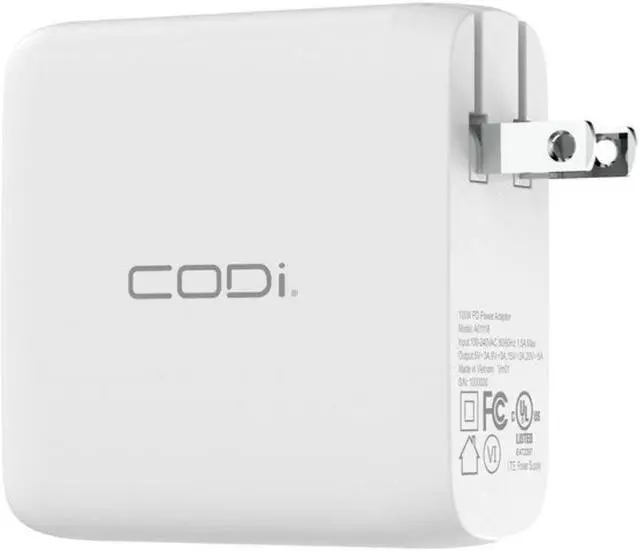 Alt view image 2 of 12 - CODi 100W Wall USB-C Charger with USB2.0 EPR Braided Cable