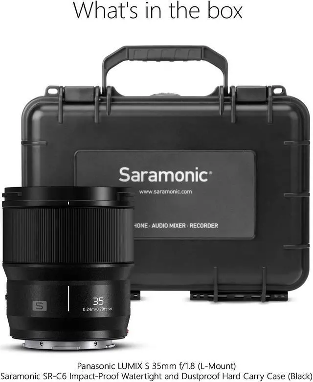 Alt view image 7 of 7 - Panasonic LUMIX S 35mm f/1.8 (L-Mount) with Impact-Proof Watertight and Dustproof Hard Carry Case bundle