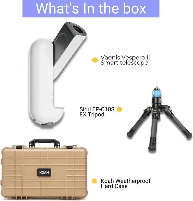 Alt view image 5 of 7 - Vaonis Vespera II Smart Telescope with Protective Hard Case, and Tripod Bundle