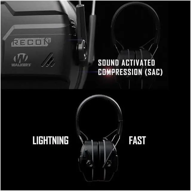 Alt view image 3 of 7 - Walkers RECON Digital Electronic Black Muff with SAC Technology and NRR 26