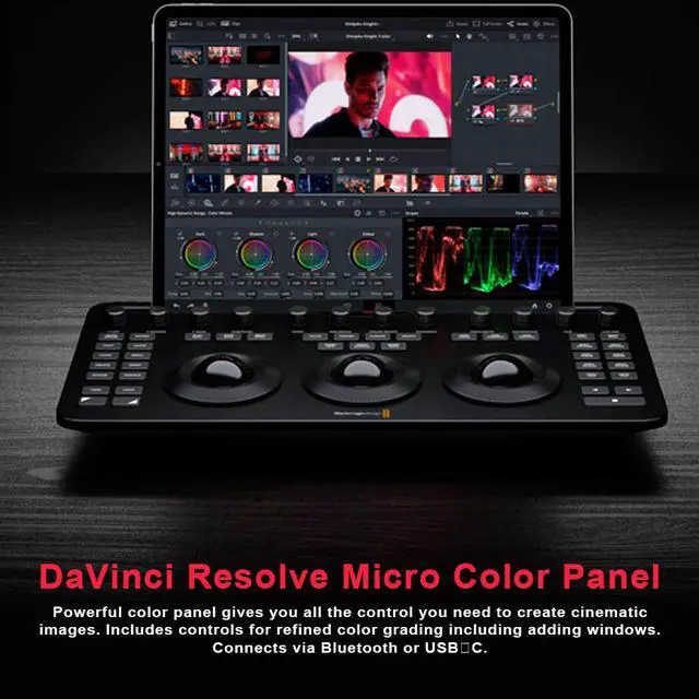 Alt view image 3 of 6 - Blackmagic Design DaVinci Resolve Micro Color Panel (EN) with 6' USB-C Cable and Cable Ties bundle