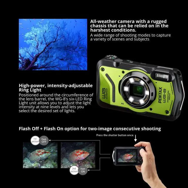 Alt view image 4 of 7 - PENTAX WG-8 Green Bundle