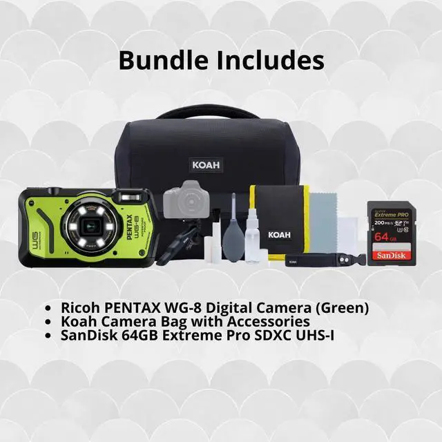 Alt view image 5 of 7 - PENTAX WG-8 Green Bundle