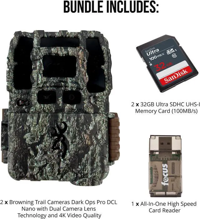 Alt view image 6 of 7 - Browning Trail Camera-Dark Ops Pro DCL NANO Trail Camera with 32GB Memory Cards and Card Reader 2 Pack