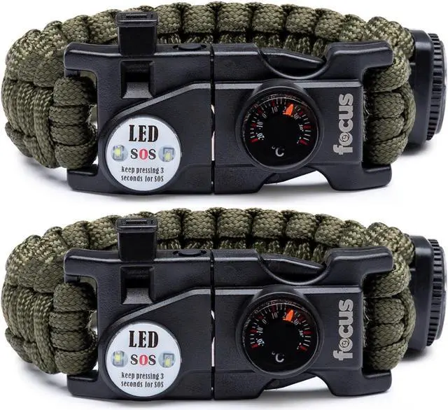 Main image of Focus Emergency Survival Multi-Tool Paracord Bracelet (2-Pack)