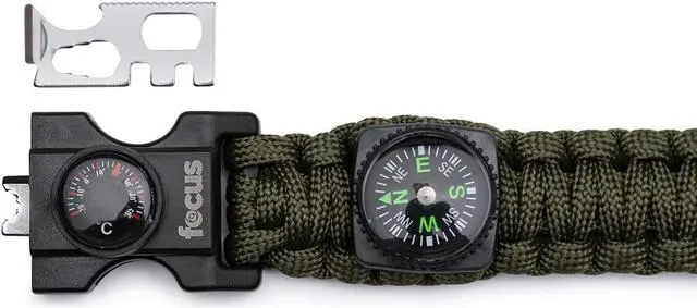 Alt view image 7 of 7 - Focus Emergency Survival Multi-Tool Paracord Bracelet (2-Pack)