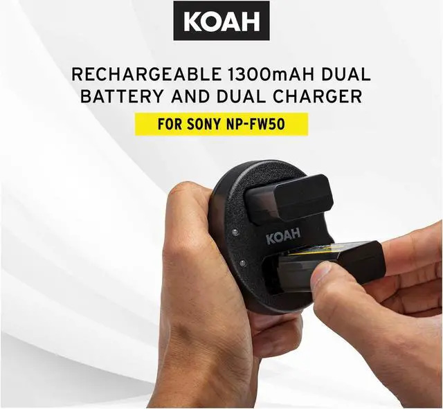 Alt view image 2 of 7 - Koah PRO Rechargeable 1300mAh Battery (2-Pack) and Dual Charger for Sony NP-FW50