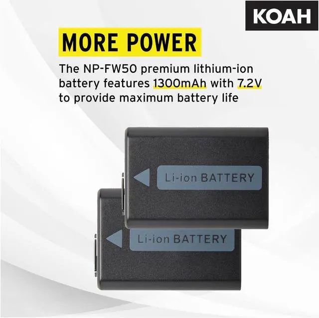 Alt view image 3 of 7 - Koah PRO Rechargeable 1300mAh Battery (2-Pack) and Dual Charger for Sony NP-FW50