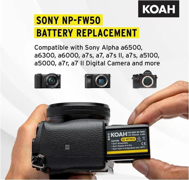 Alt view image 4 of 7 - Koah PRO Rechargeable 1300mAh Battery (2-Pack) and Dual Charger for Sony NP-FW50