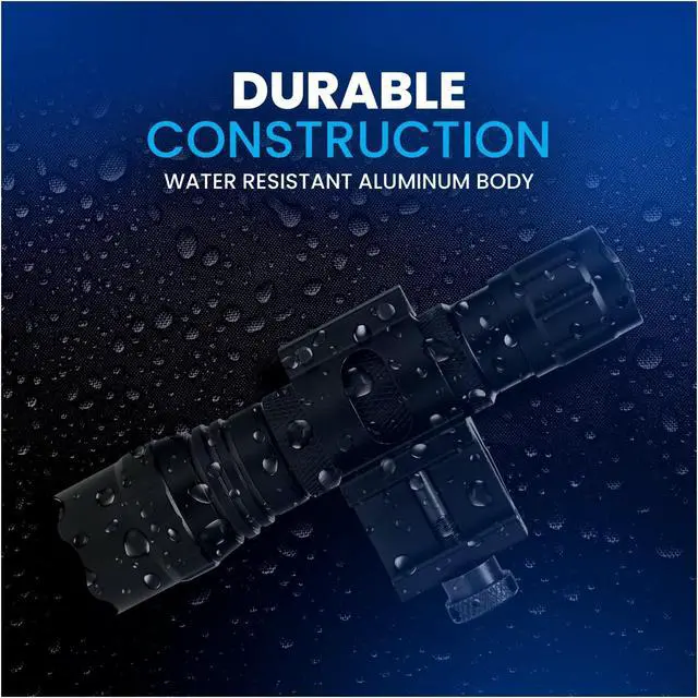Alt view image 7 of 7 - Tactical Rechargeable Flashlight with Picatinny Rail Mount
