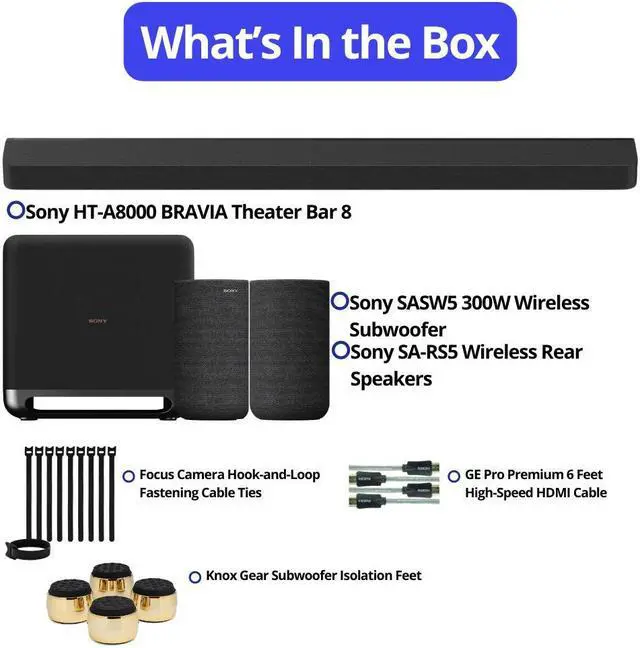 Alt view image 6 of 6 - Sony HT A8000 BRAVIA Black Theater Bar 8 with Dolby Atmos Bundle
