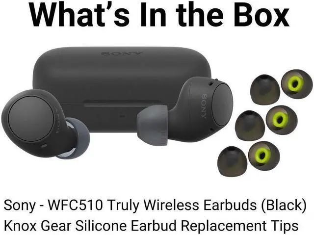 Alt view image 6 of 6 - Sony WF C510 Truly Wireless Black Earbuds with Earbud Replacement Tips Bundle