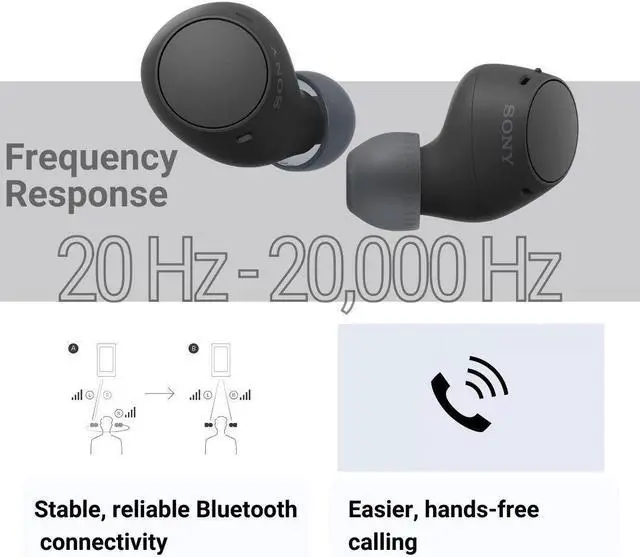 Alt view image 5 of 6 - Sony WF C510 Truly Wireless Black Earbuds with Earphone Storage Case Bundle