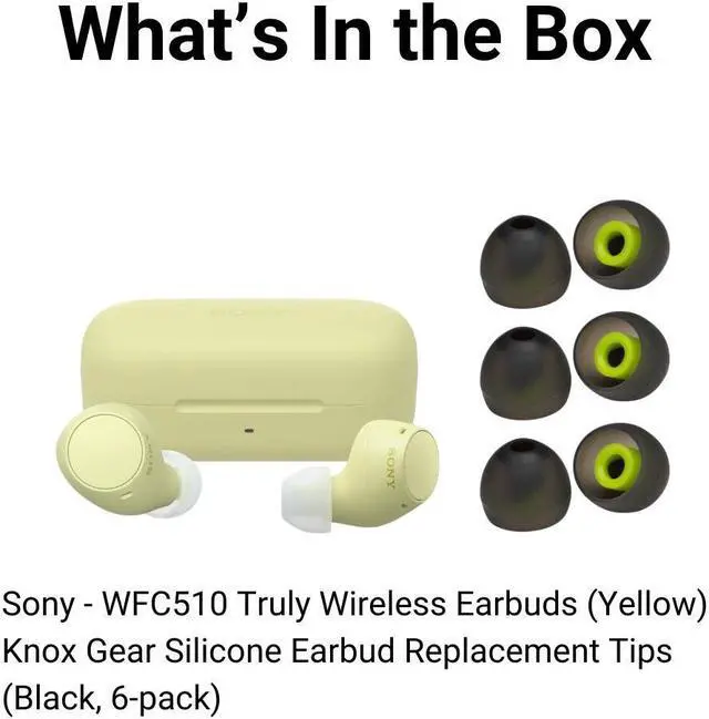 Alt view image 2 of 6 - Sony WF C510 Lightweight Truly Wireless Yellow Earbuds Bundle