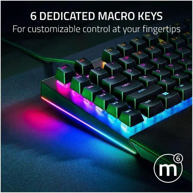 Alt view image 6 of 7 - Razer RZ03-04690200 BlackWidow V4 Full Size Wired Mechanical Green Switch Gaming Keyboard with Chroma RGB