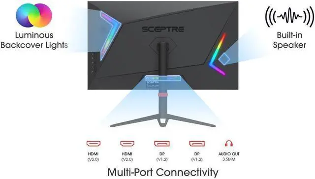 Alt view image 7 of 9 - sceptre ips 27" 2k gaming monitor qhd 2560 x 1440p up to 165hz 1ms hdr400 amd freesync premium 100% srgb machine black (e275b-qpd168)