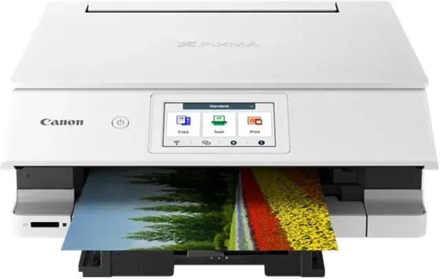 Alt view image 3 of 20 - Canon PIXMA TS8820 Wireless 3 In 1 White Home Printer with Color LCD Touchscreen