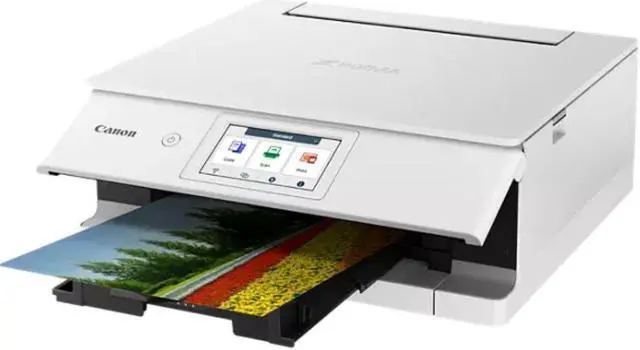 Alt view image 4 of 20 - Canon PIXMA TS8820 Wireless 3 In 1 White Home Printer with Color LCD Touchscreen