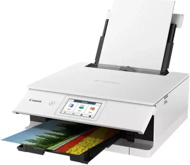Alt view image 5 of 20 - Canon PIXMA TS8820 Wireless 3 In 1 White Home Printer with Color LCD Touchscreen