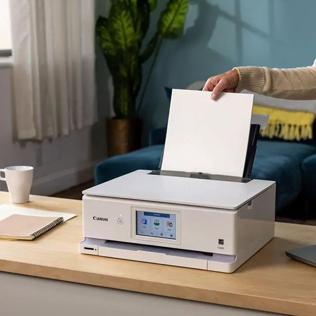 Alt view image 6 of 20 - Canon PIXMA TS8820 Wireless 3 In 1 White Home Printer with Color LCD Touchscreen