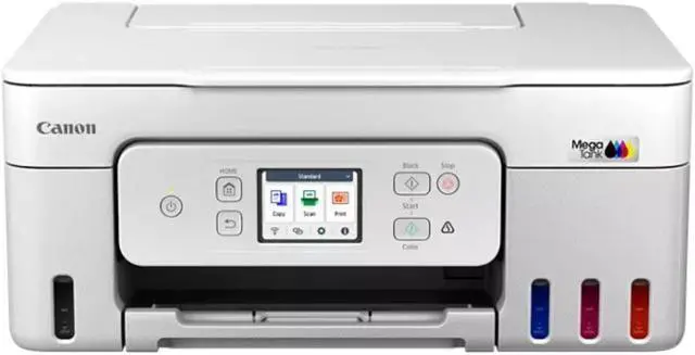 Alt view image 2 of 20 - Canon MegaTank PIXMA G3290 Wireless 3 In 1 White Printer with LCD Touchscreen